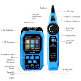 Resim Noyafa Nf-b509 Dijital Multimetreli Kablo Test Ve İzleme Cihazı 