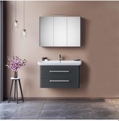 Resim Orka Rose 100 Cm Mdf Parlak Gri Banyo Dolabı Takımı Gri 