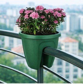 Resim Omnipazar Sy-5712 Opal Yuvarlak Balkon Küpeşte Saksı 7.5 Litre Yeşil 