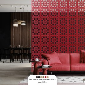 Resim Makta ® Perde Paravan | Lazer Kesim Ahşap Sarkıt Seperatör, 4'lü Panel Levha Seti 