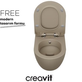 Resim Creavit Free Duroplast Yavaş Kapanan Klozet Kapaklı Cappucino Set Fe320cm 