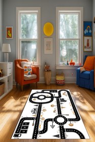 Resim Kessy Home Studio Eğitici Yol Desenli Çocuk Oyun Halısı Dijital Baskı Yıkanablir Kaymaz Taban Çocuk Odası Halısı 4 