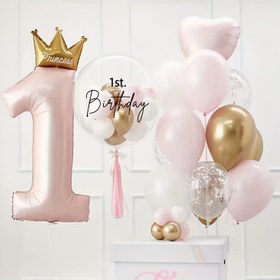 Resim 24 Parça Prens ve Prenses Taçlı Doğum Günü Balon Seti - Numara 1 Folyo Balonlar, Doğum Günleri, Yıldönümleri, Düğünler, Nişanlar, Anneler Günü Kutlamaları, Mezuniyetler İçin Mükemmel, Elektrik Gerekmez 