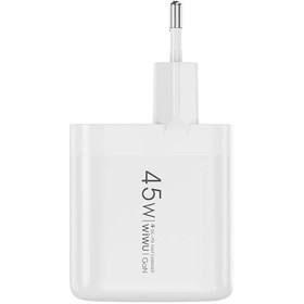 Resim Wiwu Wi-U035 GaN Tech PD Hızlı Şarj Özellikli QC 3.0 Şarj Başlığı 45W - Beyaz 