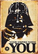 Resim Your Empire Needs You Darth Vader Retro Ahşap Tablo - Star Wars Propaganda Tasarımı 