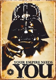 Resim Your Empire Needs You Darth Vader Retro Ahşap Tablo - Star Wars Propaganda Tasarımı 