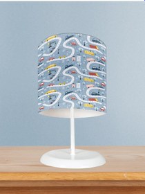 Resim Mekta Home Bebek Ve Çocuk Odası Yol Ve Arabalı Mavi Abajur 