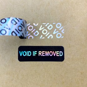 Resim 120/240 Adet "VOID IF REMOVED" Yazılı, Küçük Dikdörtgen Parlak Etiketler - Hediye Paketleme, Ticari Ambalaj ve Plastik Yüzeyler için Kendinden Yapışkanlı Kullan-At Tamponlu Güvenlik Etiketleri, İridiscent Etkili, Dayanıklı Yapıştırıcı, Perakende İşletmeleri İçin 