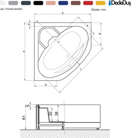 Resim Renkli Oturmalı Küvet | Jakuzi | Sütlüce | Sanacryl - 150x150 / Antrasit / 1 Kişilik 