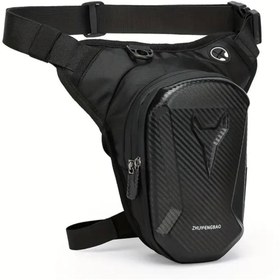 Resim NEWISH POLO ACCESSORIES Siyah Erkek Motorcu Bacak Çantası Su Geçirmez Sert Korumalı Gece Görüşlü Outdoor Bel ve Omuz Çantası 