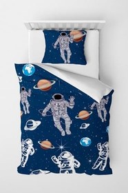 Resim MONOHOME Astro Blue Çocuk Nevresim Takımı 3D Pamuk Saten 160x220, monohome1894 