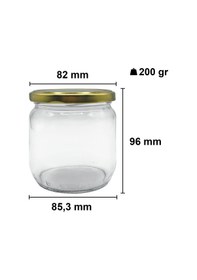 Resim Afracam 425 Ml Metal Kapaklı Şeffaf Cam Kavanoz 36 Adet Siyah 