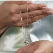 Resim Tesbihane Multicolor Zirkon Taşlı Oval Tasarım Gül Detaylı 925 Ayar Gümüş Kadın Kolye 