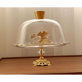 Resim Elta Collection Gold Metal Ayaklı Cam Kapaklı Kek - Pasta Stantı Fanus 