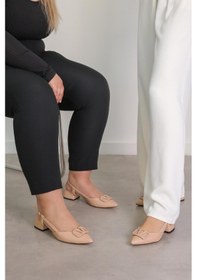 Resim Kr7059 Model Yeni Sezon 3 CM Topuklu Tokalı Topuklu Ayakakbı Nut Ten Rengi 