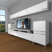 Resim Decoraktiv Ekoflex 9 Mdf Krom Ayaklı Tv Ünitesi Tv Sehpası - Parlak Beyaz 