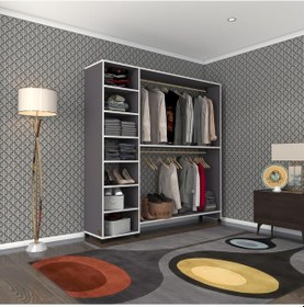 Resim Kenzlife giysi dolabı abdurrahman 180*180*40 gri gardırop tekerlekli 