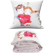 Resim Love 3 Tv Battaniyeli Opsiyonel Dekoratif Araç İçi Yastık Çok Renkli 