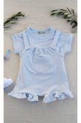 Resim Bee Organic Cotton Bee Lüks Bebek Mavisi Askılı Elbise Set 