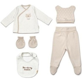 Resim BabyCosy Organic Wear Bebek 5'li Hastane Çıkışı %100 Organic Pamuk Yenidoğan Serisi - Csy8126 Ekru 