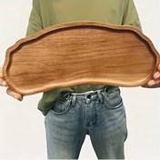 Resim El Yapımı Ahşap Oval Servis Tepsisi - Hafif, Çok Amaçlı Gerçek Ahşap Plak, Kahvaltı, Kahve, Çay, Atıştırmalar, Bitkiler, Oda Dekoru, Peyn Plakası ve Tatil Hediyeleri için - Tüm Mevsimler İçin Mutfak Aksesuarı, Tatil Hediye Tepsisi | Zarif Ahşap Kaplama | Dayanıklı Ahşap Tepsisi 
