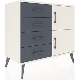 Resim Hyperion Şifonyer Tek Raflı 4 Çekmeceli 2 Kapaklı 88x44x80 Aytaşı-aytaşı/antrasit Aytaşı/antrasit 