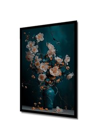 Resim Büyülü Vazo Çiçekleri Sulu Boya Görünümlü Ahşap Ev,Antre,Salon,Ofis,Mutfak Tablo Çerçeve Görünümlü--- 30 X 40 