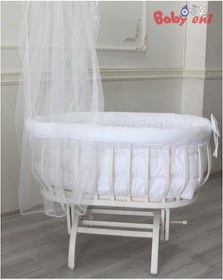 Resim Babyen1 Beyaz Sepet Beşik Uyku Seti Anne Yanı %100 Organik Pamuk 