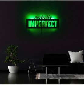 Resim Tablo Marketi Nerfectly Imperfect Yazılı Tablo, Işıklı Duvar Dekor Ahşap, Neon Işık, Ledli Işıklı Tablo, Duvar Süsü 