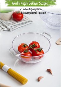 Resim Akrilik Şeffaf Mini Pirinç Süzgeçi & Bakliyat Süzgeçi 3 Su Bardağı Ölçülü Açık 