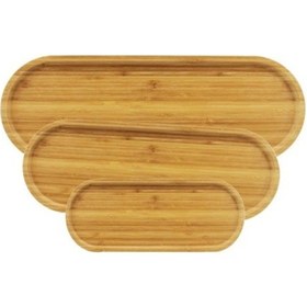 Resim Büro Ev Ofis Atıştırma Keyfi İçin 3parça Oval Bambu Kahvaltı Meyve Çerez Tabağı Seti Diğer 