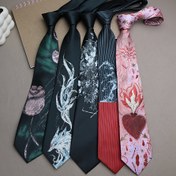 Resim 1 adet Çiçek Desenli El Yapımı Kravat - Siyah ve Beyaz Soyut Tasarım, Sokak Stili için Rahat ve Resmi Giyim, Polyester, Elde Yıkama veya Kuru Temizleme, Resmi Aksesuar | Soyut Kravat Tasarımı | Dayanıklı Kumaş 