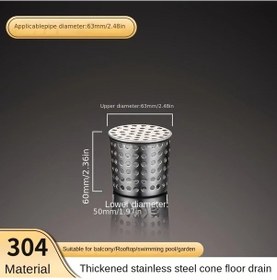 Resim Willowhaven 63mm Paslanmaz Çelik Drenaj Kapağı - Fare Ve Tıkanma Önleyici Dayanıklı Balkon Yağmur Oluğu 