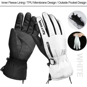 Resim Liangduo Shop Beyaz Stil L Boyutu Kutook Kayak Eldiveni Kış Termal Bisiklet Bisiklet Snowboard Eldiveni Dokunmatik Ekran Su Geçirmez Bisiklet Motosiklet Kayak Aksesuarları (Yurt Dışından) 