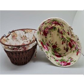 Resim Kumaşlı Hasır Ekmek Sepeti Saplı Oval Royaleks-mtr-2003-51 