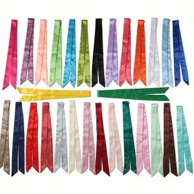 Resim 1 Adet, Tek Renk Kadınlar İçin İnce Boyun Bağcıklı Dekoratif Fiyonklu Çok Amaçlı Saç Bandı ve Bel Kemeri Şık Eşarp 