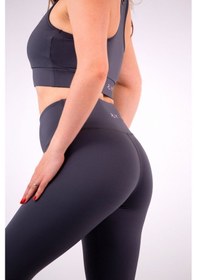 Resim Polyester Gri Normal Bel Fitted Basic Sporcu Tayt Gri 