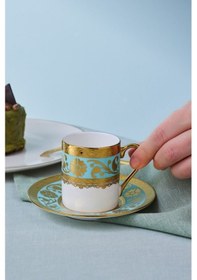 Resim Karaca Gülfem 6 Kişilik Kahve Fincan Takımı Mavi 90 Ml 