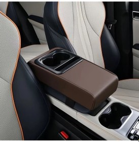 Resim Chuangyinshop Lüks Deri Araç Kolçak Yastığı Saklama Bölmeli Kahverengi Çoğu Araca Uyumlu 
