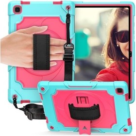 Resim Samsung Uyumlu Galaxy Tab A7 10.4 /t500 360 Derece Döndürme Pikap Kontrast Renk Robot Darbeye Dayanıklı Silikon + Pc Koruyucu Kılıf Tutucu İle 