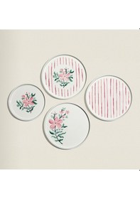 Resim Nehir Line Flowers 6 Kişilik 13 Parça Seramik Kahvaltı Takımı Beyaz - Pembe 