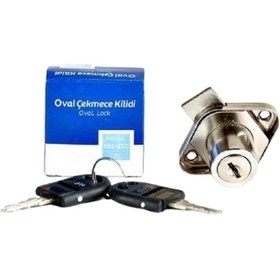 Resim Oval Çekmece Kilidi Anahtarlı Dolap Mobilya Kilidi Oval 1 Adet Krom 