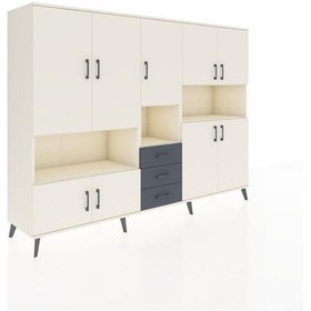 Resim Hyperion Dolap 13 Raflı 3 Çekmeceli 9 Kapaklı 220x44x163 Aytaşı-a Aytaşı-aytaşı/antrasit 