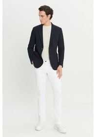 Resim Erkek Sıyah %100 Pamuk Slim Fit Dar Kesim Mono Yaka Torba Cepli Blazer Ceket Siyah 