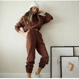 Resim bymaestro woman 3 Iplik Şardonlu Hoddie Kapuşonlu Eşofman Takımı 