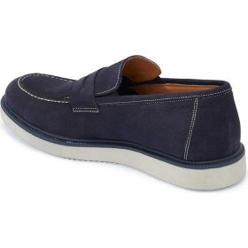 Resim Tergan Lacivert Hakiki Nubuk Deri Erkek Loafer - E25I1AY57161-C39 