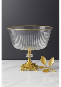 Resim Elta Collection Metal Ayaklı Gold Detaylı Büyük Boy Kase- Sunum - Servis - Salata Kasesi Gold 