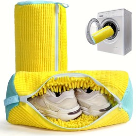 Resim 2 adet Peluş Fiber Yıkama Makinesi Ayakkabı Çantısı, Temizleme, Kurutma ve Hava Kurutma için Çok Uygun, Yüksek Permeabilite Malzeme, Dayanıklı Çamaşır Aksesuarları, Dayanıklı Fermuar Kapatma ile Ayakkabı Depolama | Yeniden Kullanılabilir | Çeşitli Ayakkabılar için Uygun | Leke Temizleme Seti, Çamaşır Çantısı 