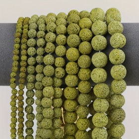 Resim 4/6/8/10/12mm zeytin yeşili taş serpiştirilmiş boncuklar, delikli yuvarlak boncuklar, ayrılmış boncuklar, el yapımı DIY bileklikler, kolyeler, küpeler için kullanılan gezegen boncukları, takı süslemeleri, el yapımı takı malzemeleri, aksesuarlar, dekoratif boncuklar 