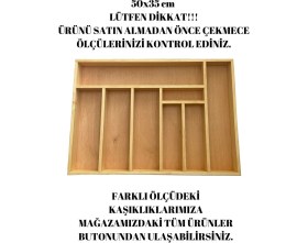Resim 50X35 cm Ayfiwood Ahşap Kaşıklık Çekmece Içi Yemek Takımı ve Servis Gereçleri Düzenleyici Organizer 